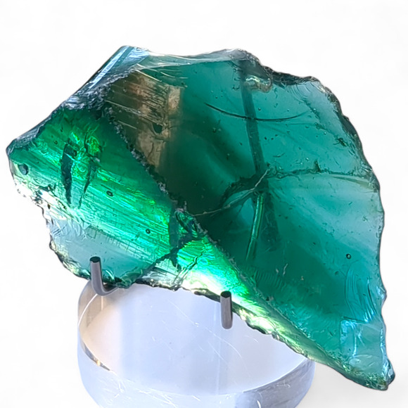 Emerald Green Art Glass Cullet Glowing Translucent Manganese Slag #5GL213 - Picture 5 of 6